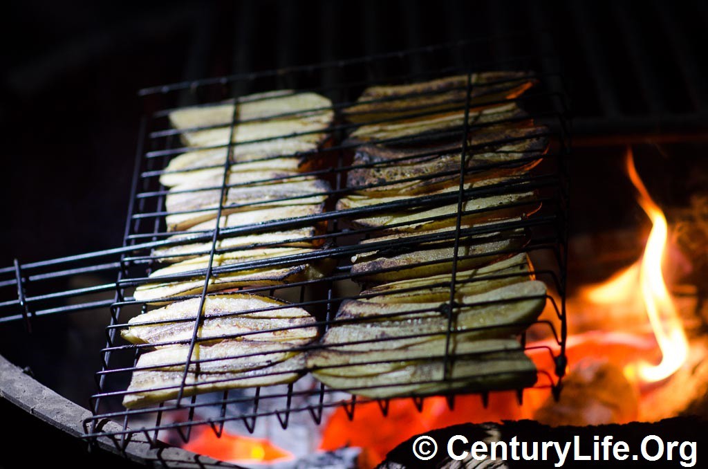 Bananas grilled over the campfire