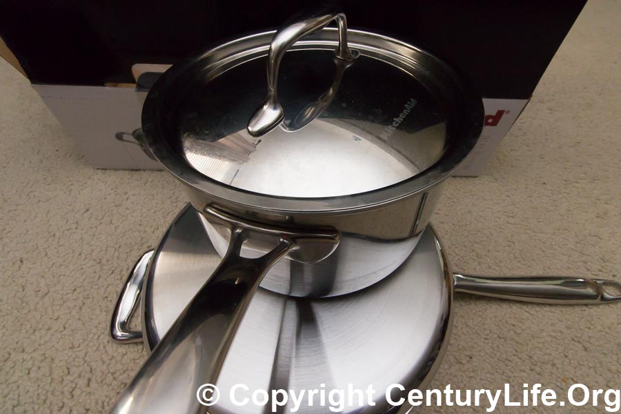 KitchenAid 5-Ply Clad Polished Stainless Steel Saucepan with Lid, 3 Quart